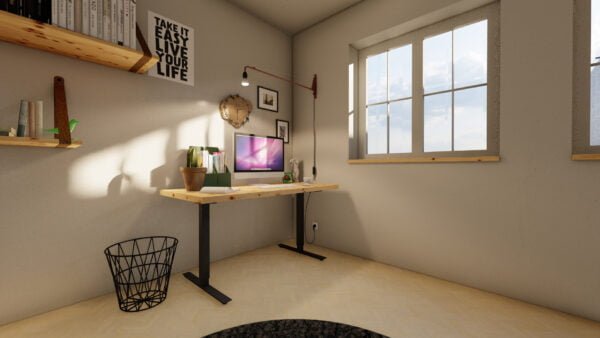 Astoria Büro Schreibtisch Zirbenholz hoehenverstellbar
